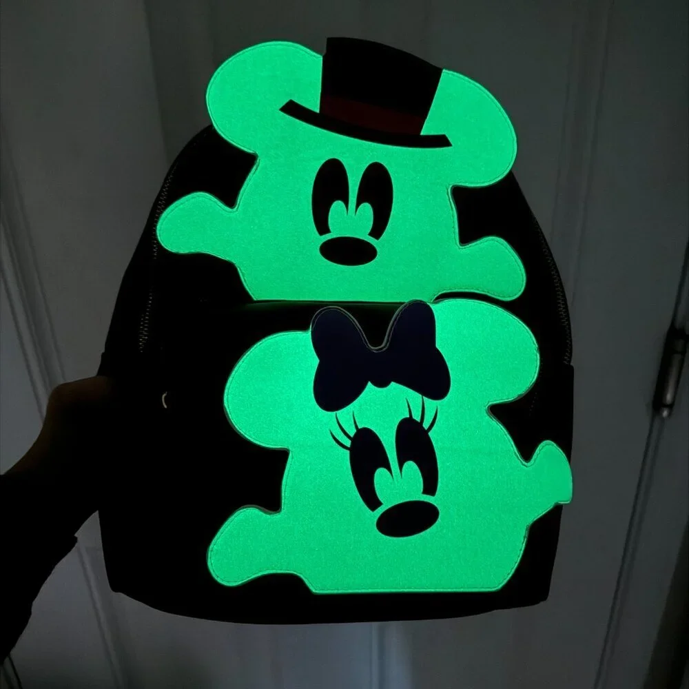Disney Halloween Ghost Minnie Mickey Backpack Glow in the Dark NWT